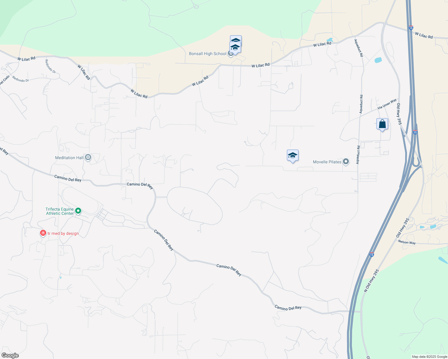 map of restaurants, bars, coffee shops, grocery stores, and more near Afton Farms Lane in Bonsall