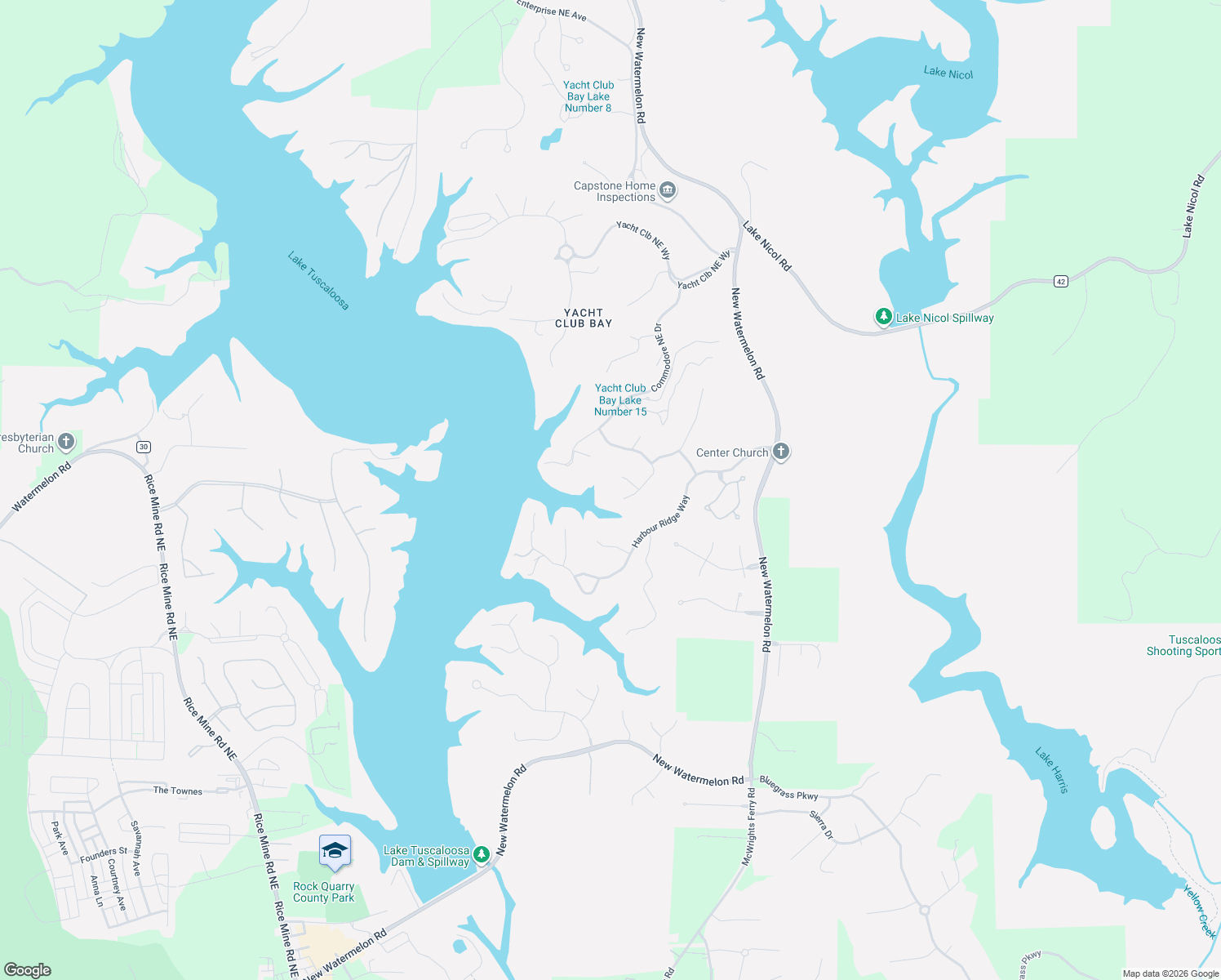 map of restaurants, bars, coffee shops, grocery stores, and more near 3101 Starboard Place Northeast in Tuscaloosa