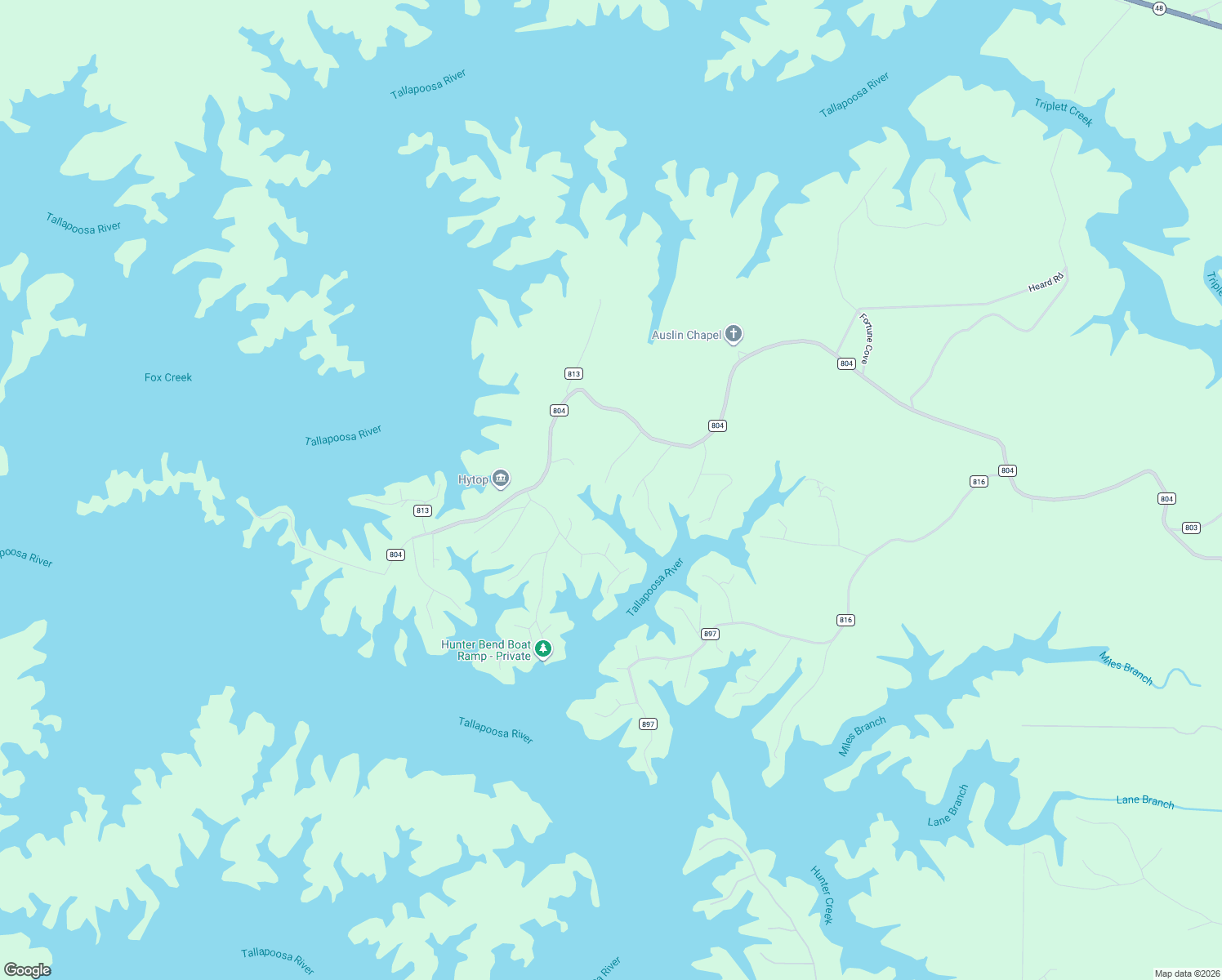 map of restaurants, bars, coffee shops, grocery stores, and more near 197 River Birch Road in Wedowee