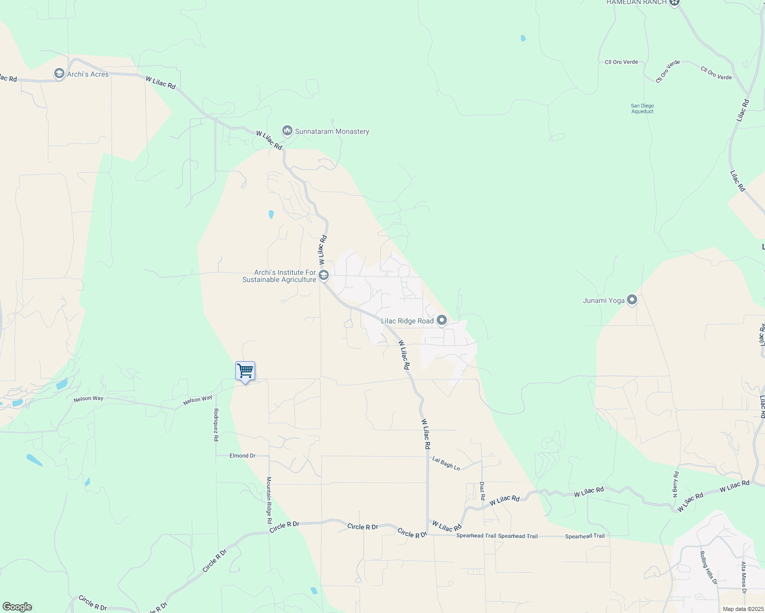 map of restaurants, bars, coffee shops, grocery stores, and more near 9960 West Lilac Road in Escondido