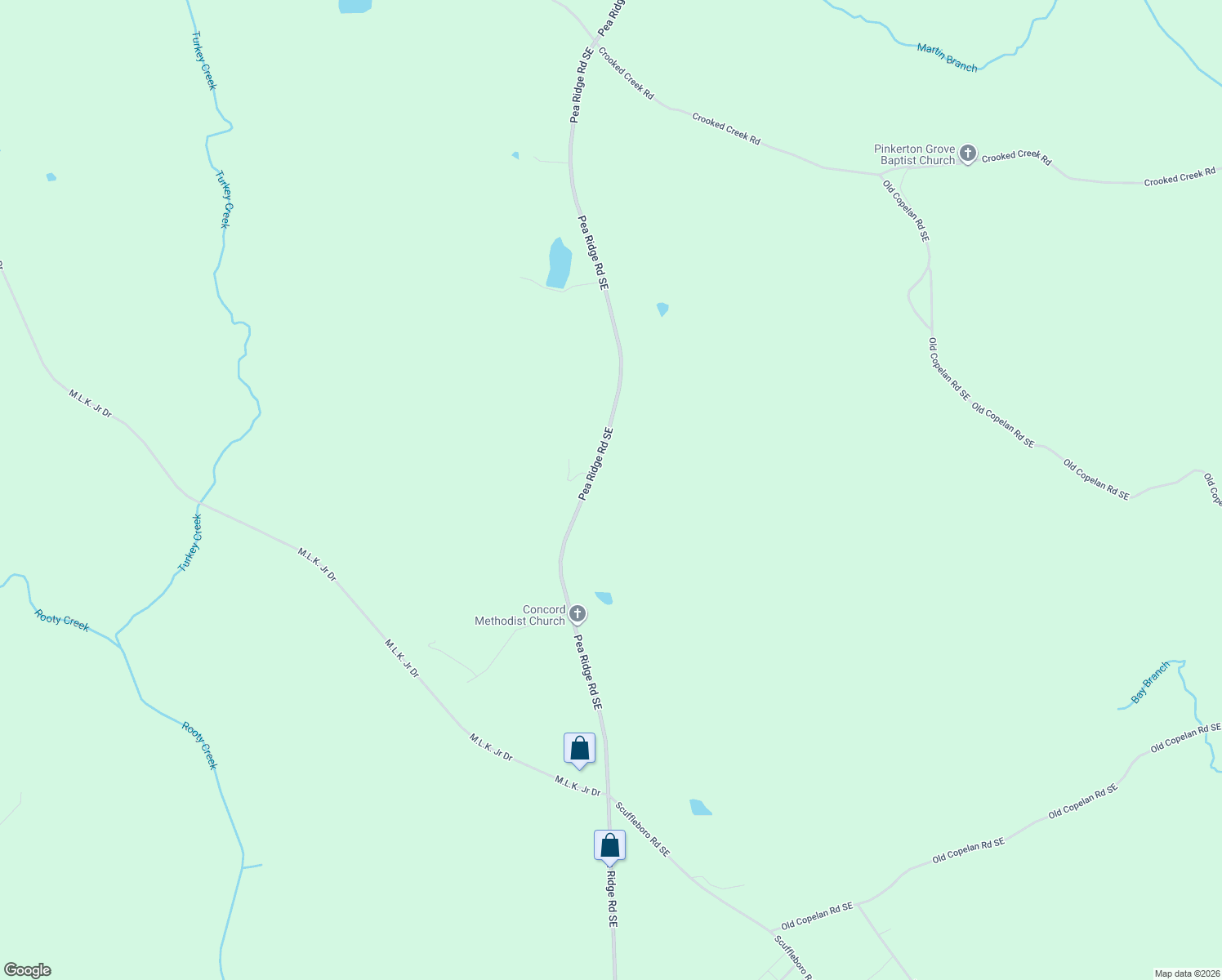 map of restaurants, bars, coffee shops, grocery stores, and more near 510 Pea Ridge Road Southeast in Eatonton
