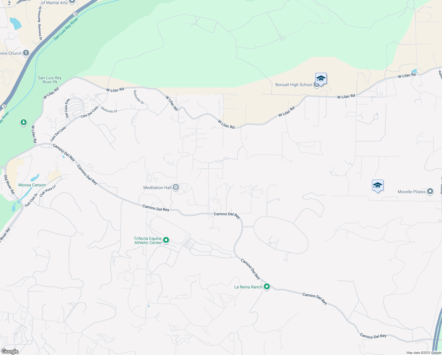 map of restaurants, bars, coffee shops, grocery stores, and more near 31555 Cottontail Lane in Bonsall