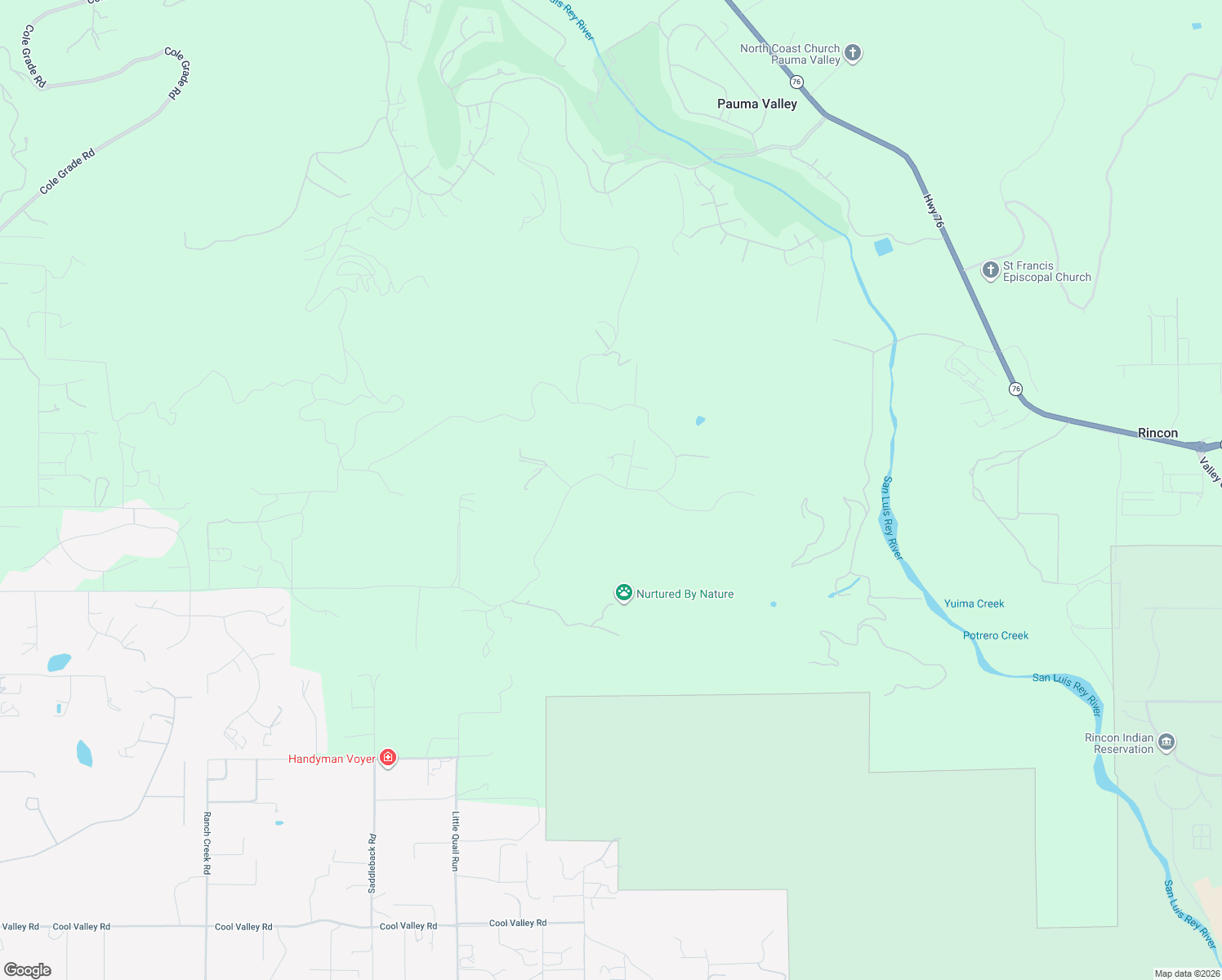 map of restaurants, bars, coffee shops, grocery stores, and more near 31327 Pauma Heights Road in Valley Center