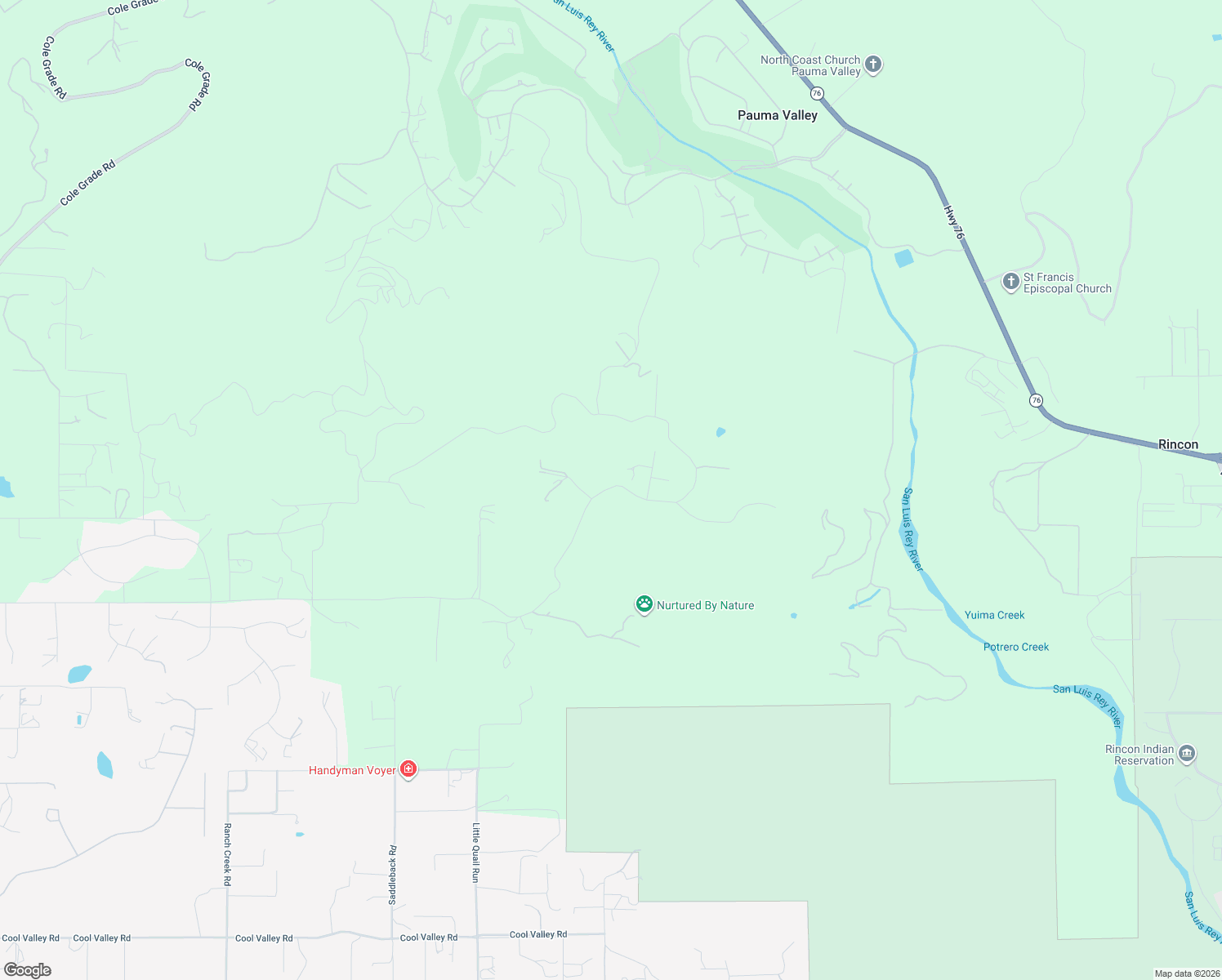 map of restaurants, bars, coffee shops, grocery stores, and more near 31327 Pauma Heights Road in Valley Center