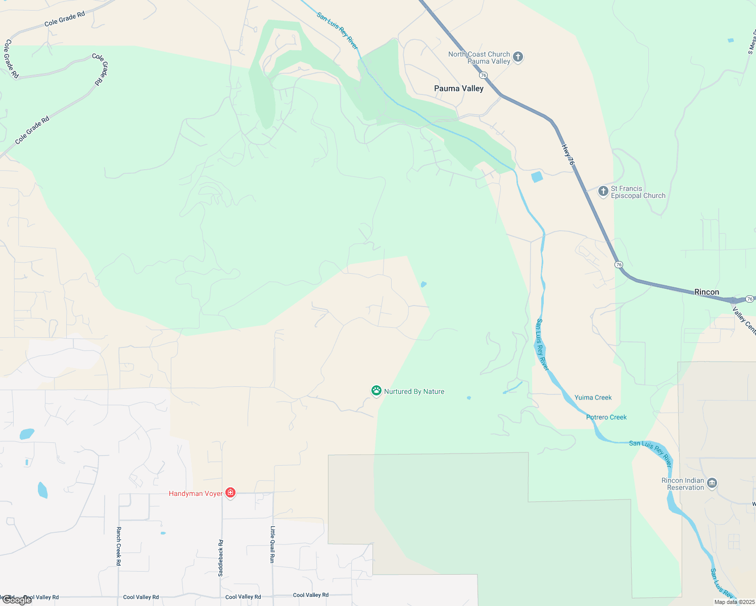 map of restaurants, bars, coffee shops, grocery stores, and more near 31662 Orange Blossom Court in Valley Center
