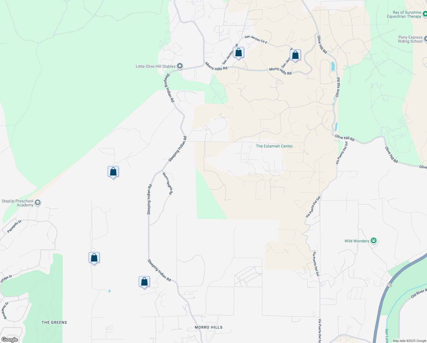 map of restaurants, bars, coffee shops, grocery stores, and more near Catherine Road in Fallbrook