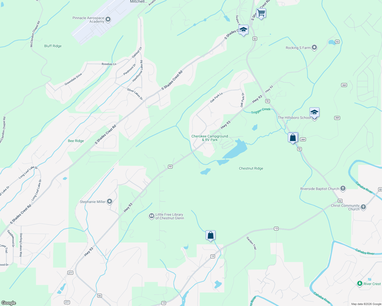 map of restaurants, bars, coffee shops, grocery stores, and more near County Road 93 in Helena