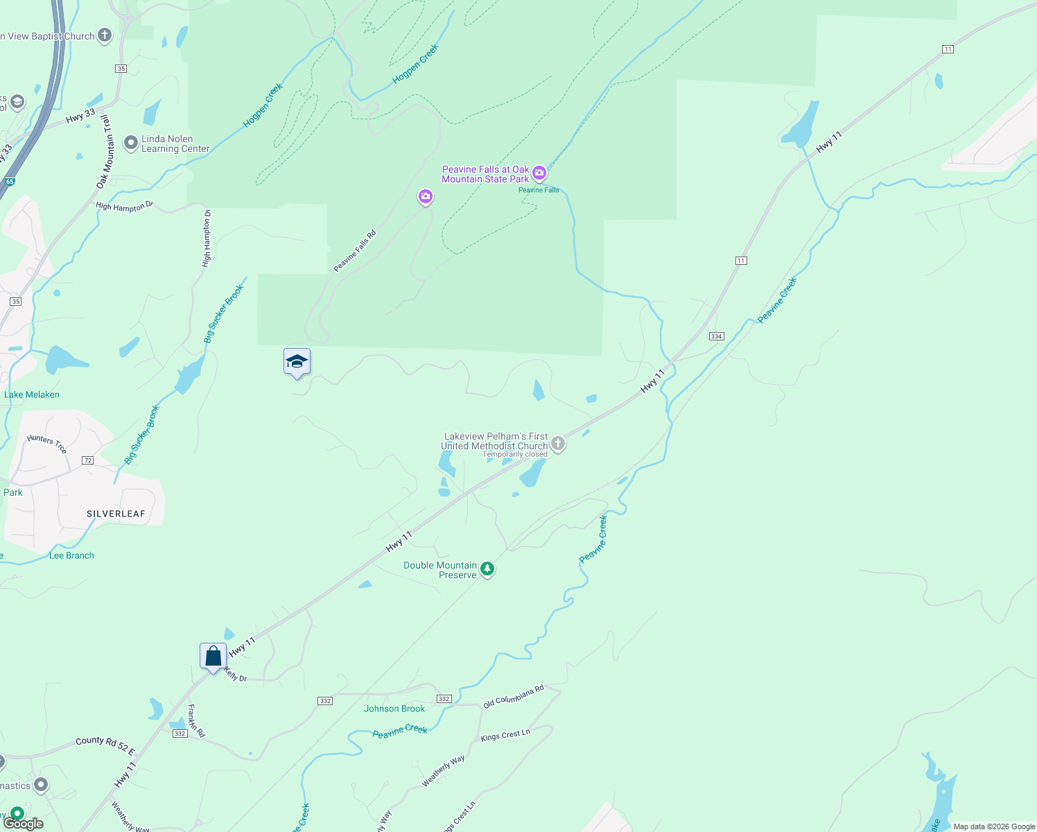 map of restaurants, bars, coffee shops, grocery stores, and more near 125 High Crest Road in Pelham
