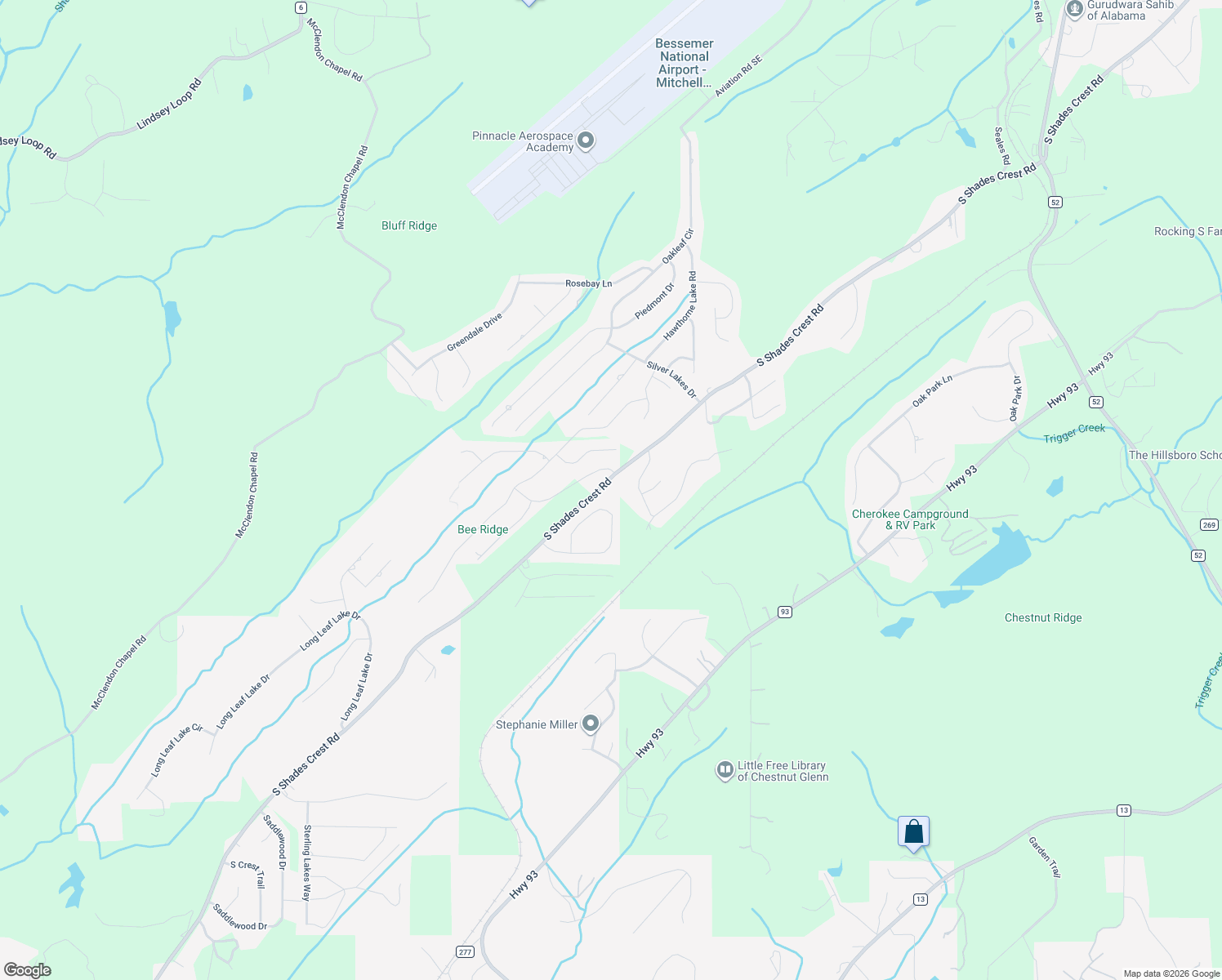 map of restaurants, bars, coffee shops, grocery stores, and more near 4659 South Shades Crest Road in Helena