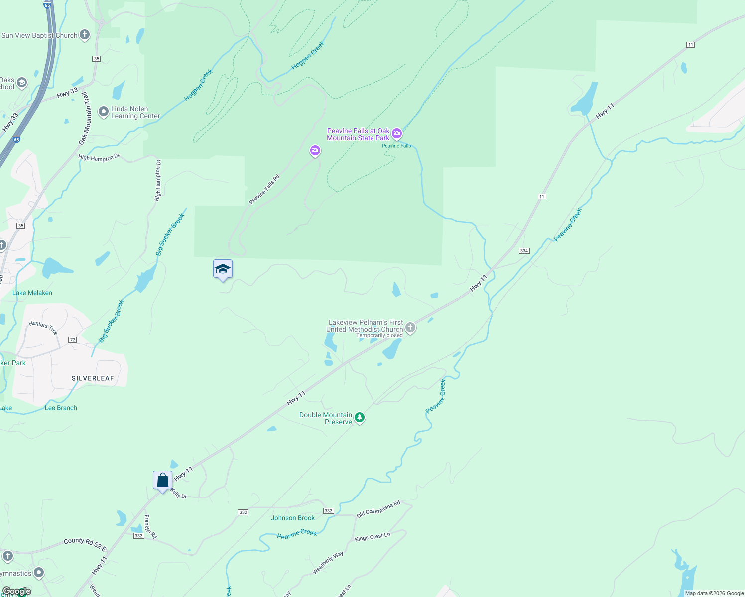 map of restaurants, bars, coffee shops, grocery stores, and more near 125 High Crest Rd in Pelham