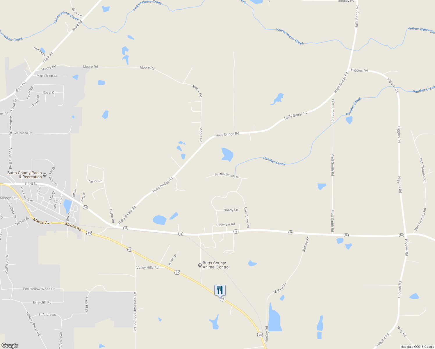 map of restaurants, bars, coffee shops, grocery stores, and more near 129 Panther Woods Drive in Jackson