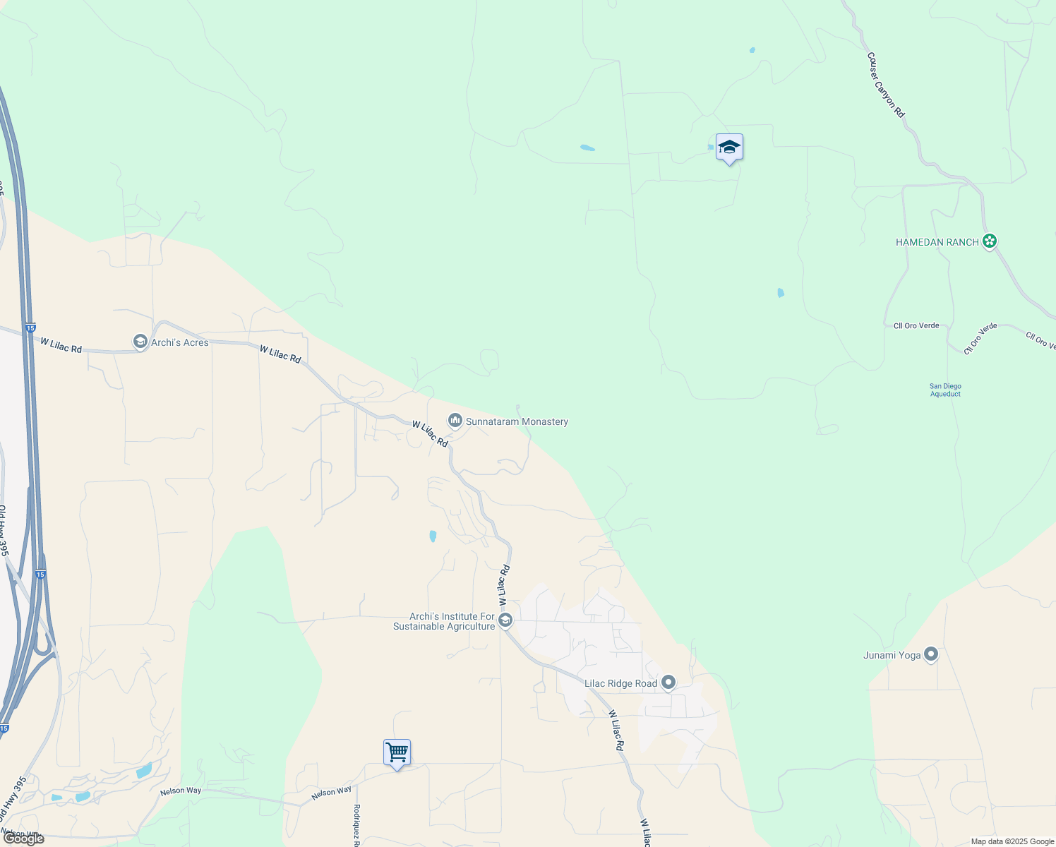 map of restaurants, bars, coffee shops, grocery stores, and more near 9946 Nutby Lane in Escondido