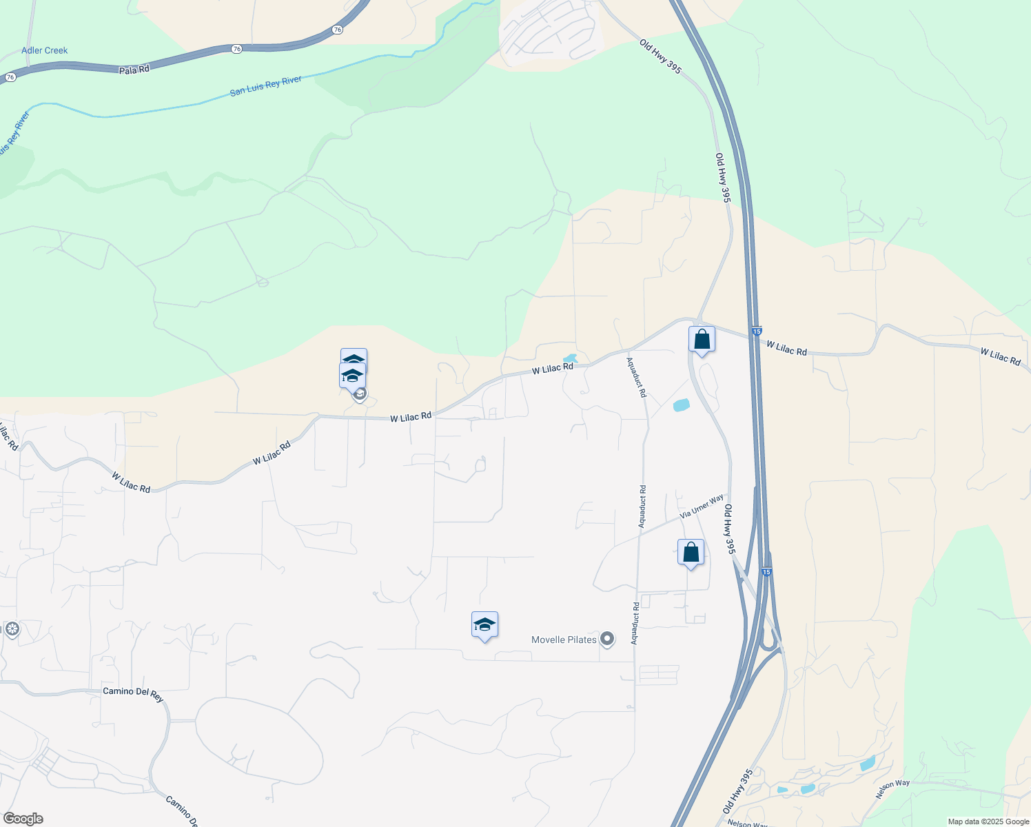 map of restaurants, bars, coffee shops, grocery stores, and more near 32110 Dos Ninas in Bonsall