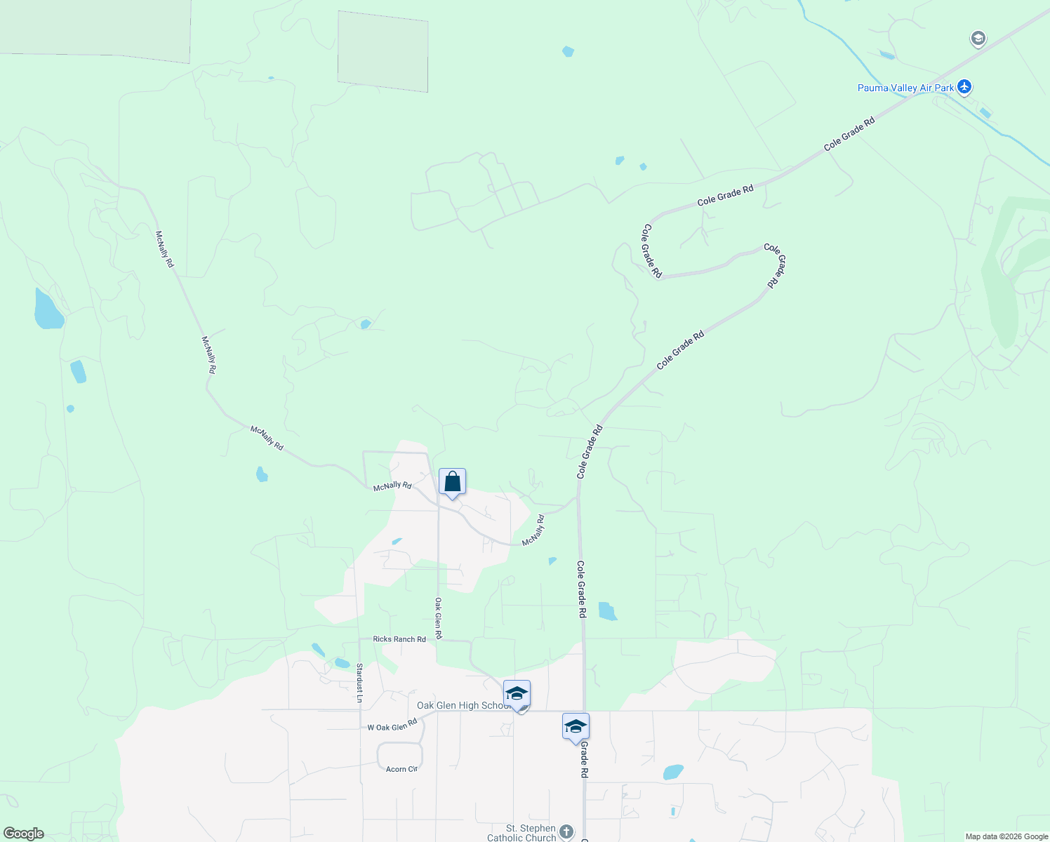 map of restaurants, bars, coffee shops, grocery stores, and more near 14097 Pauma Vista Drive in Valley Center