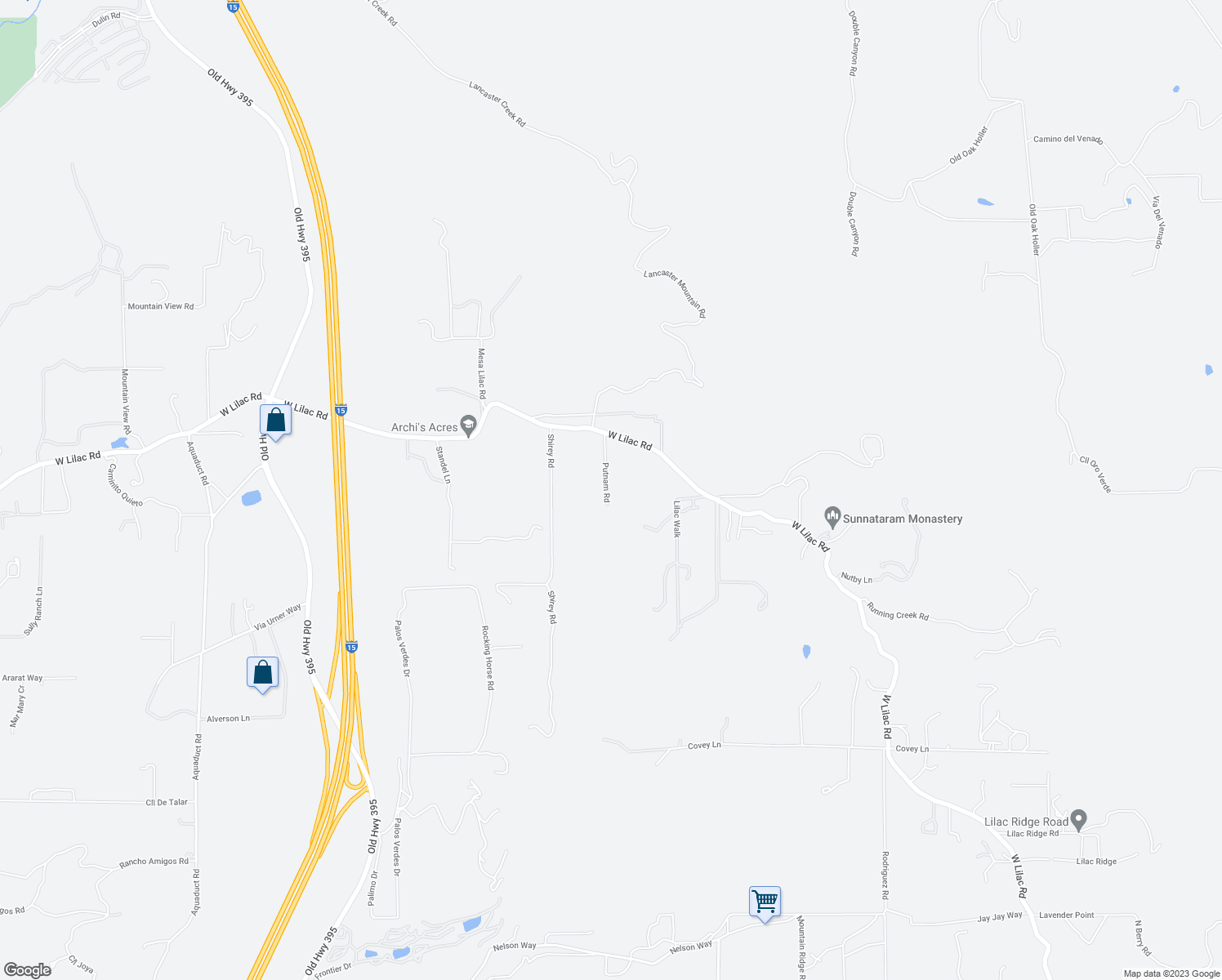 map of restaurants, bars, coffee shops, grocery stores, and more near 9151 West Lilac Road in Escondido
