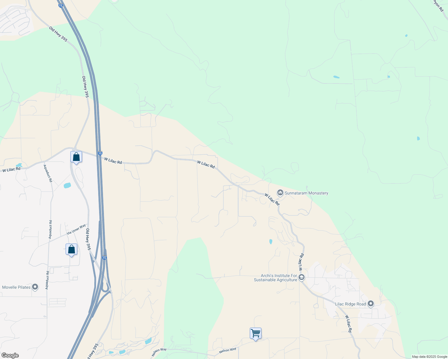 map of restaurants, bars, coffee shops, grocery stores, and more near 9307 West Lilac Road in Escondido