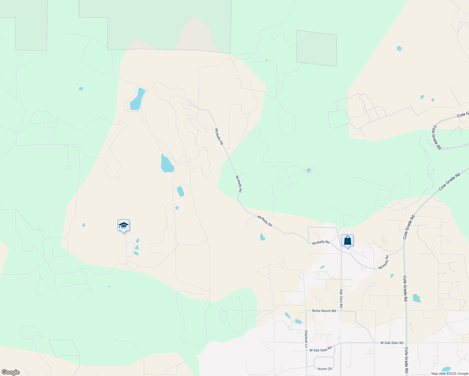 map of restaurants, bars, coffee shops, grocery stores, and more near 13155 McNally Road in Valley Center