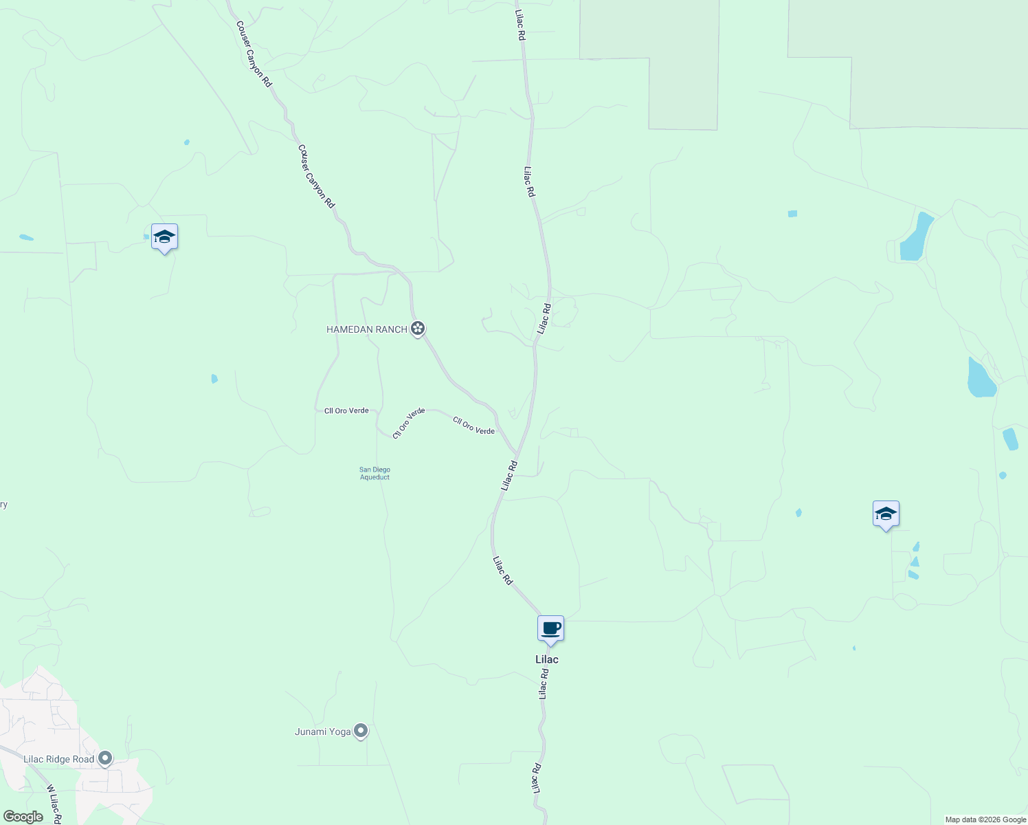 map of restaurants, bars, coffee shops, grocery stores, and more near 32456 Lilac Road in Valley Center