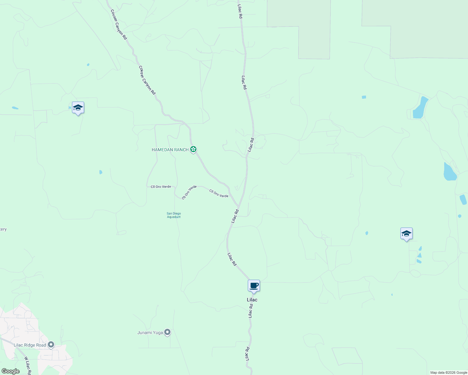 map of restaurants, bars, coffee shops, grocery stores, and more near 32456 Lilac Road in Valley Center