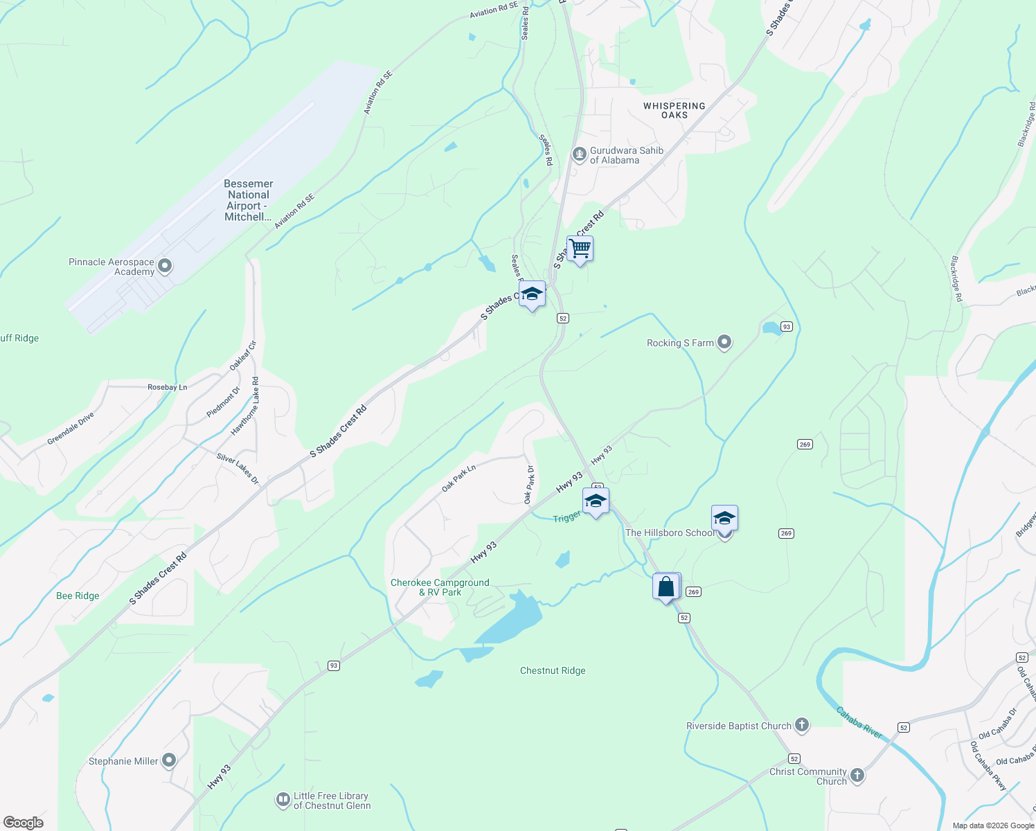 map of restaurants, bars, coffee shops, grocery stores, and more near 1596 Oak Park Drive in Helena