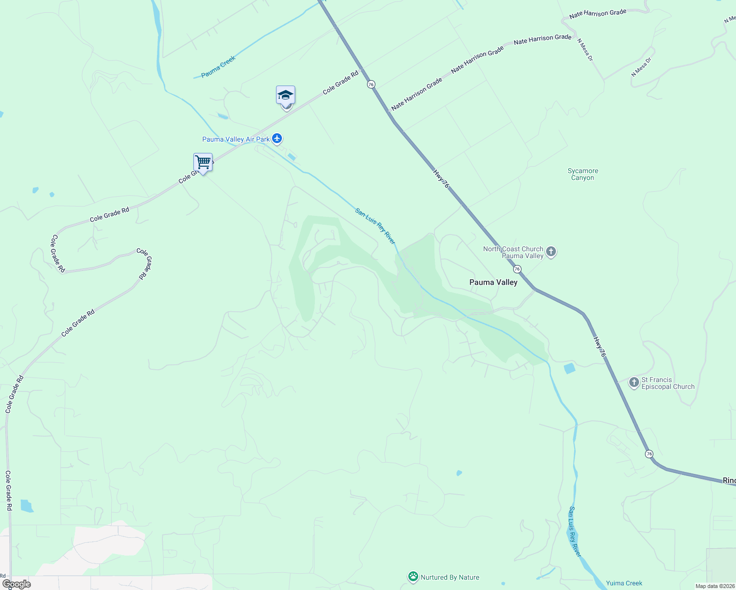 map of restaurants, bars, coffee shops, grocery stores, and more near 15725 Pauma Valley Drive in Pauma Valley