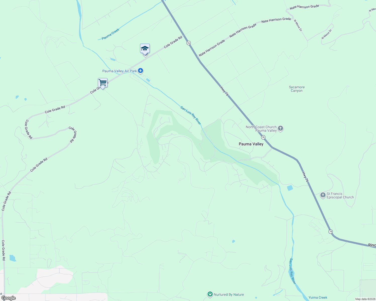 map of restaurants, bars, coffee shops, grocery stores, and more near 15725 Pauma Valley Drive in Pauma Valley