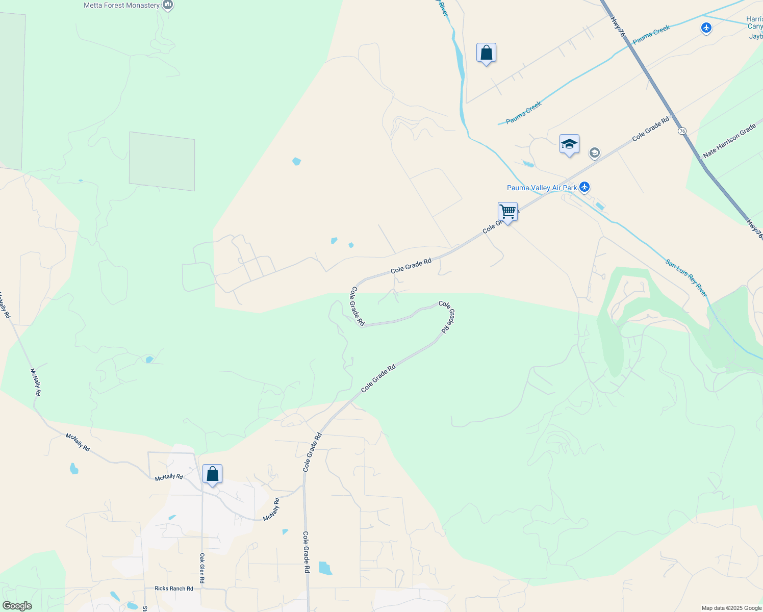 map of restaurants, bars, coffee shops, grocery stores, and more near 14964 Vista De Pauma in Valley Center