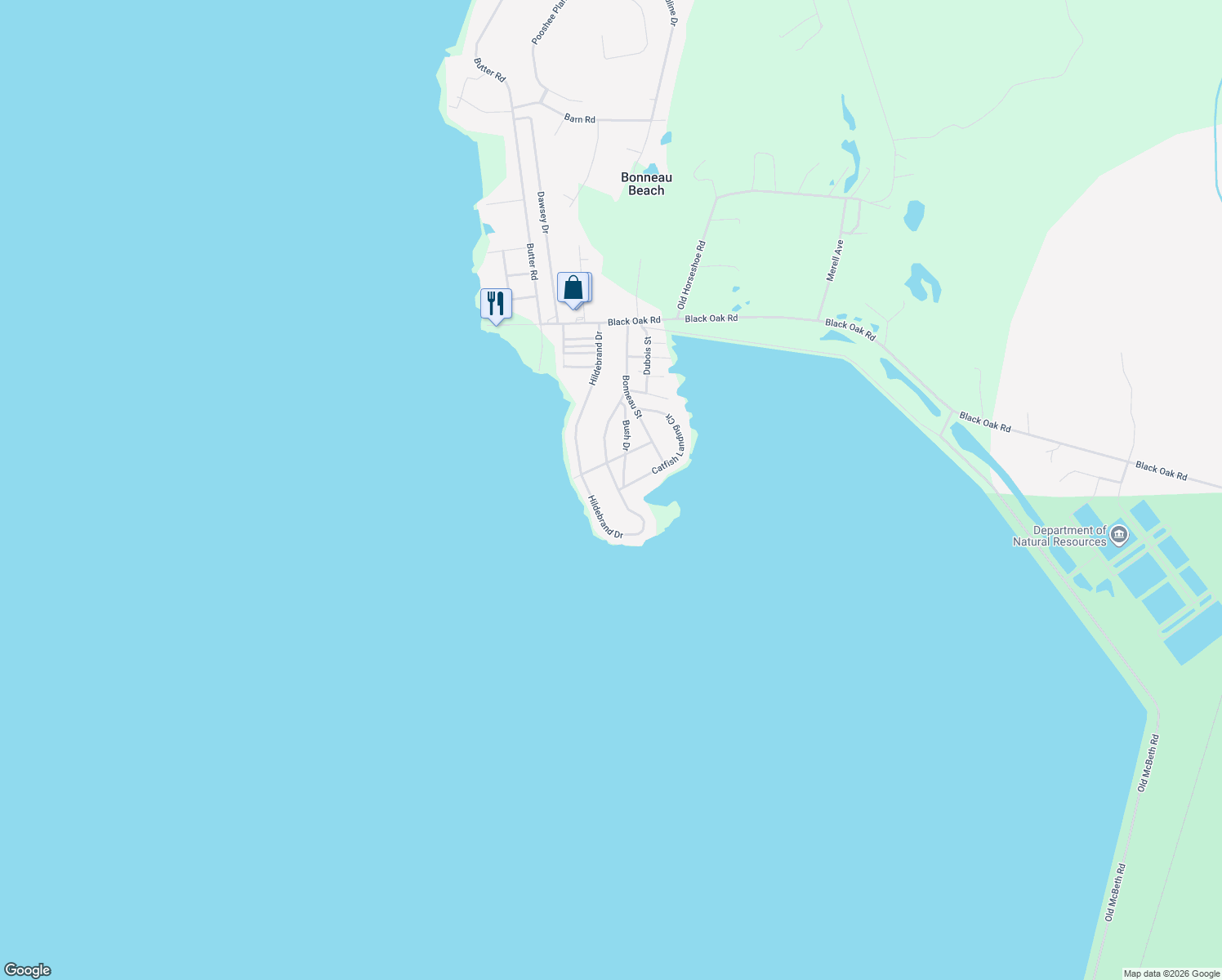 map of restaurants, bars, coffee shops, grocery stores, and more near 801 Hildebrand Drive in Bonneau