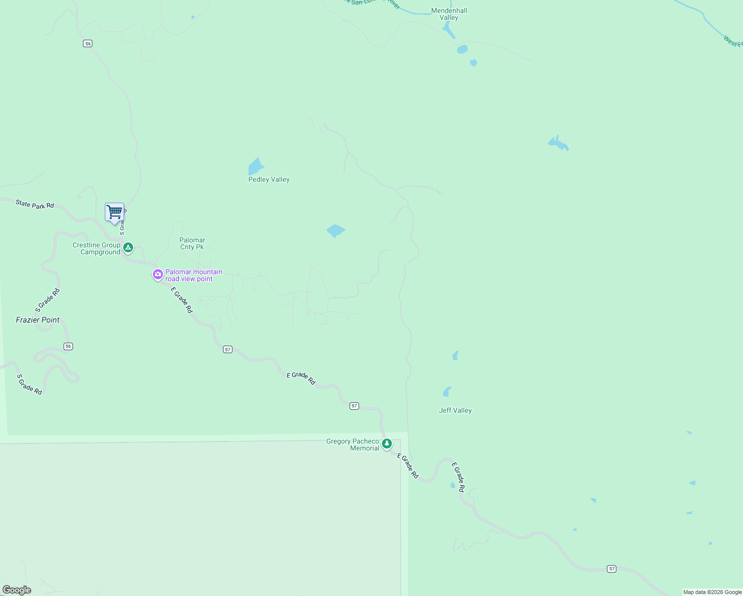 map of restaurants, bars, coffee shops, grocery stores, and more near 32751 Birch Hill Road in Palomar Mountain