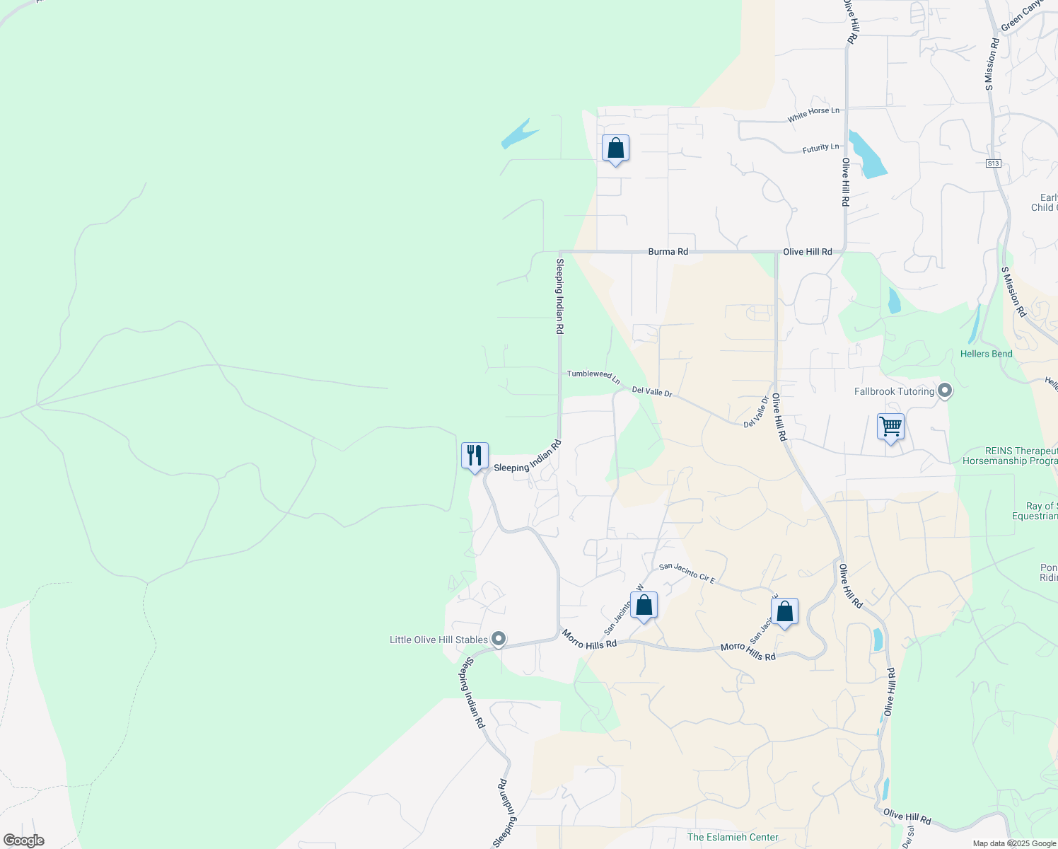 map of restaurants, bars, coffee shops, grocery stores, and more near 758 Verde Avenue in Fallbrook