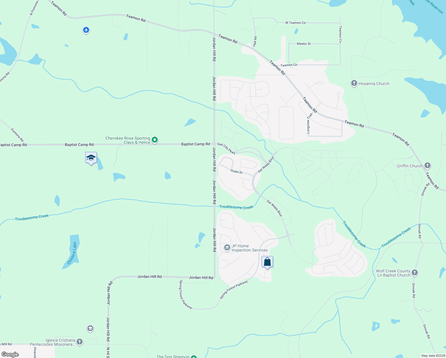 map of restaurants, bars, coffee shops, grocery stores, and more near 155 Begonia Court in Griffin