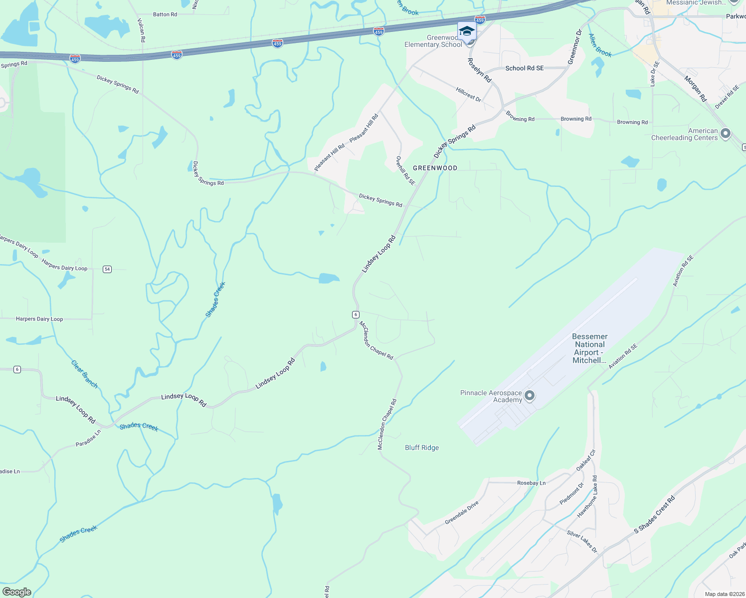 map of restaurants, bars, coffee shops, grocery stores, and more near 3720 Ivy Green in Bessemer