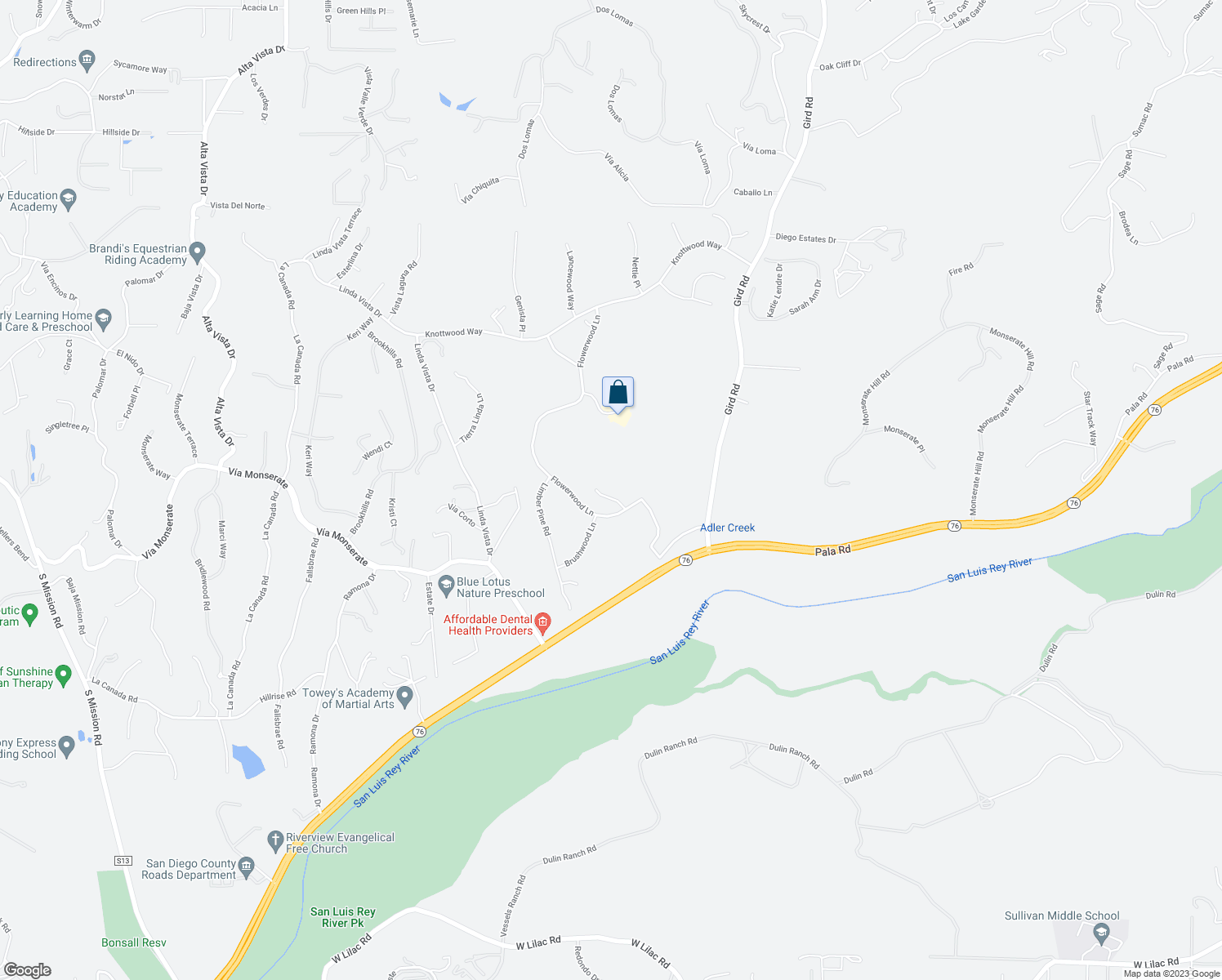 map of restaurants, bars, coffee shops, grocery stores, and more near 3349 Mendenaro Court in Fallbrook