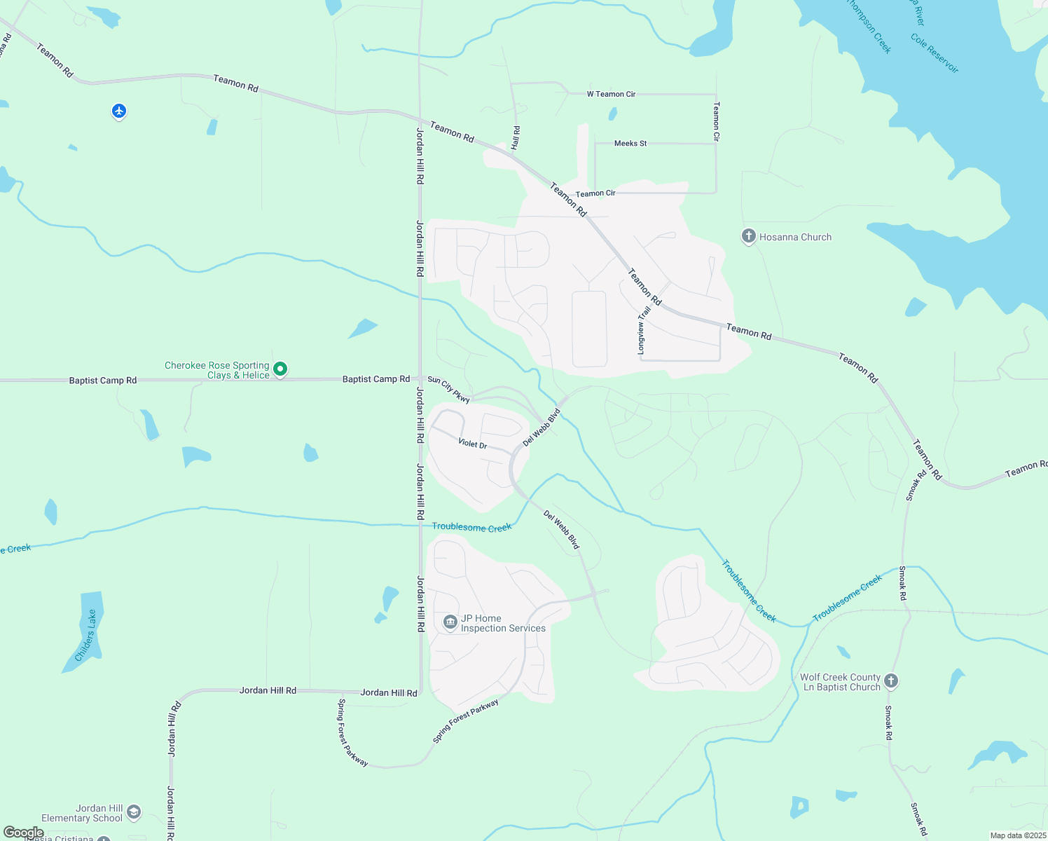 map of restaurants, bars, coffee shops, grocery stores, and more near 129 Allium Court in Griffin