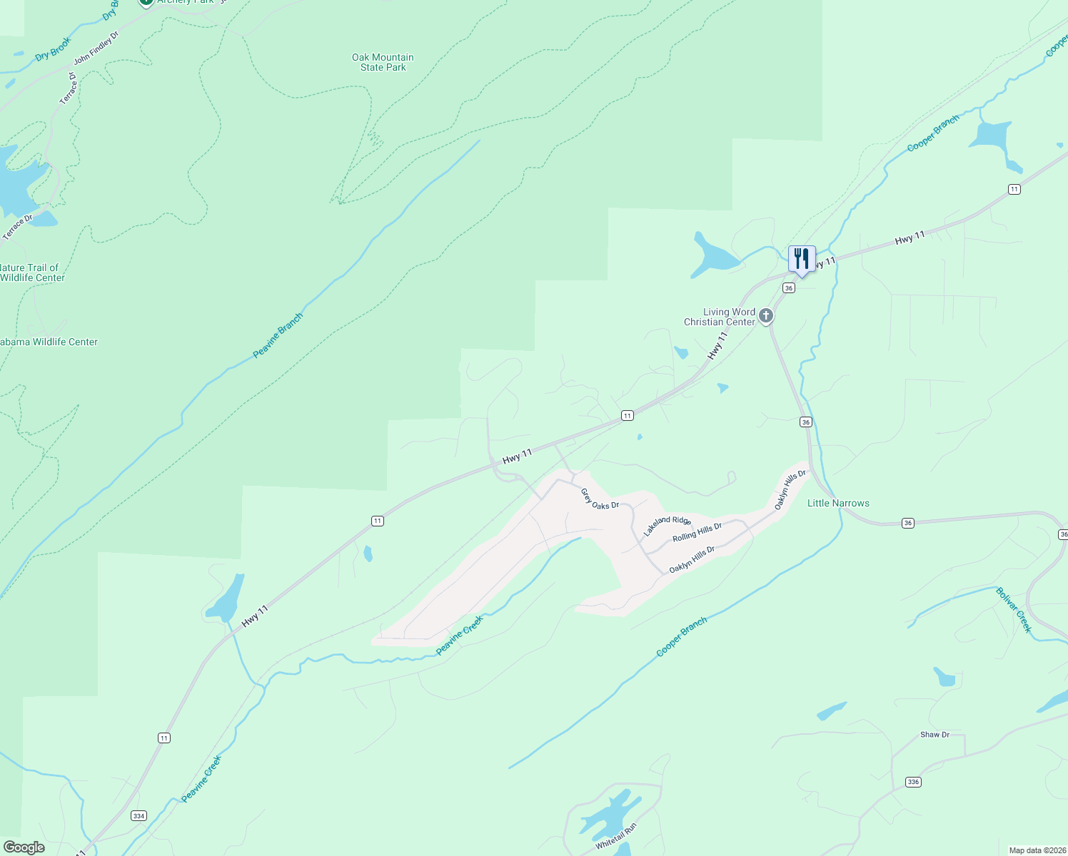 map of restaurants, bars, coffee shops, grocery stores, and more near 120 Timber Cove in Pelham