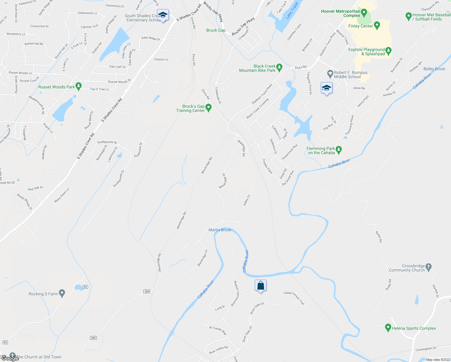 map of restaurants, bars, coffee shops, grocery stores, and more near Blackridge Drive in Helena