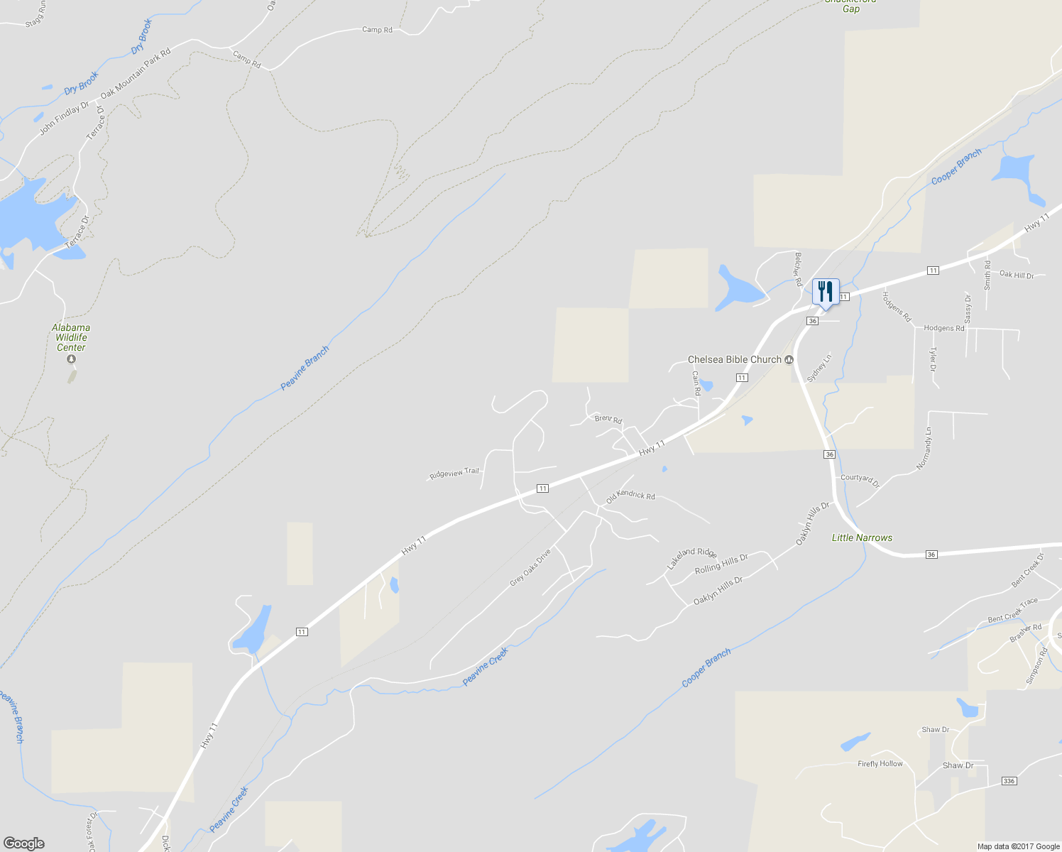 map of restaurants, bars, coffee shops, grocery stores, and more near 145 Wild Timber Parkway in Pelham