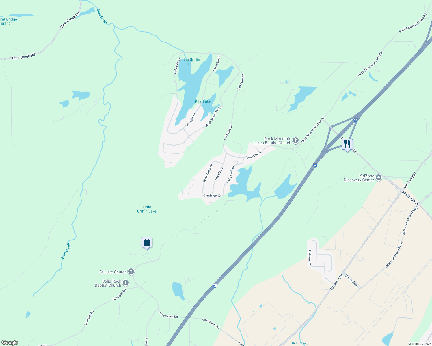 map of restaurants, bars, coffee shops, grocery stores, and more near 1128 Victoria Dr in Jefferson