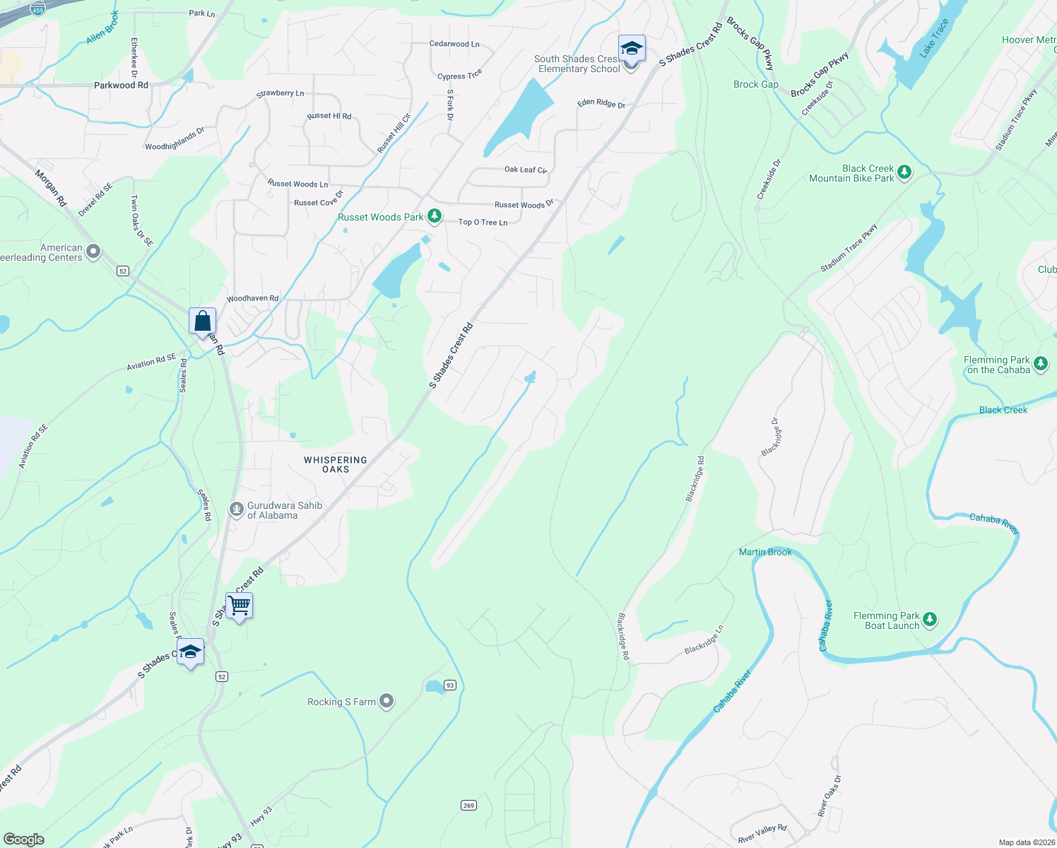 map of restaurants, bars, coffee shops, grocery stores, and more near 1723 Southpointe Drive in Birmingham