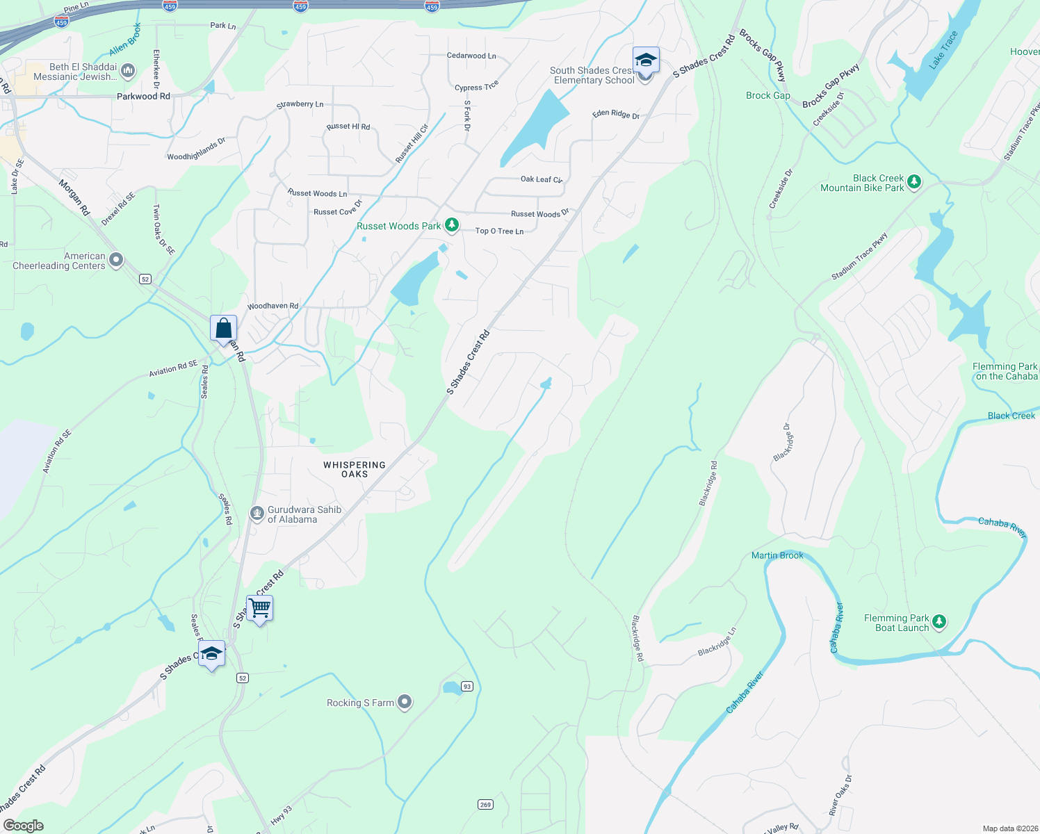 map of restaurants, bars, coffee shops, grocery stores, and more near 1970 Lakemont Drive in Birmingham