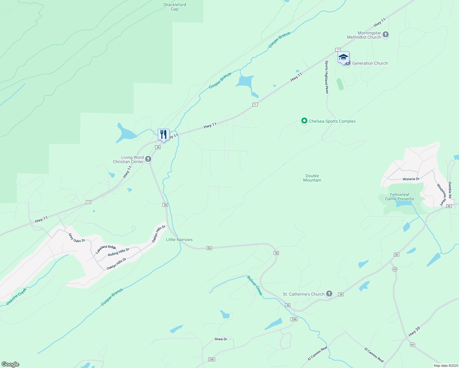 map of restaurants, bars, coffee shops, grocery stores, and more near 321 Normandy Lane in Chelsea