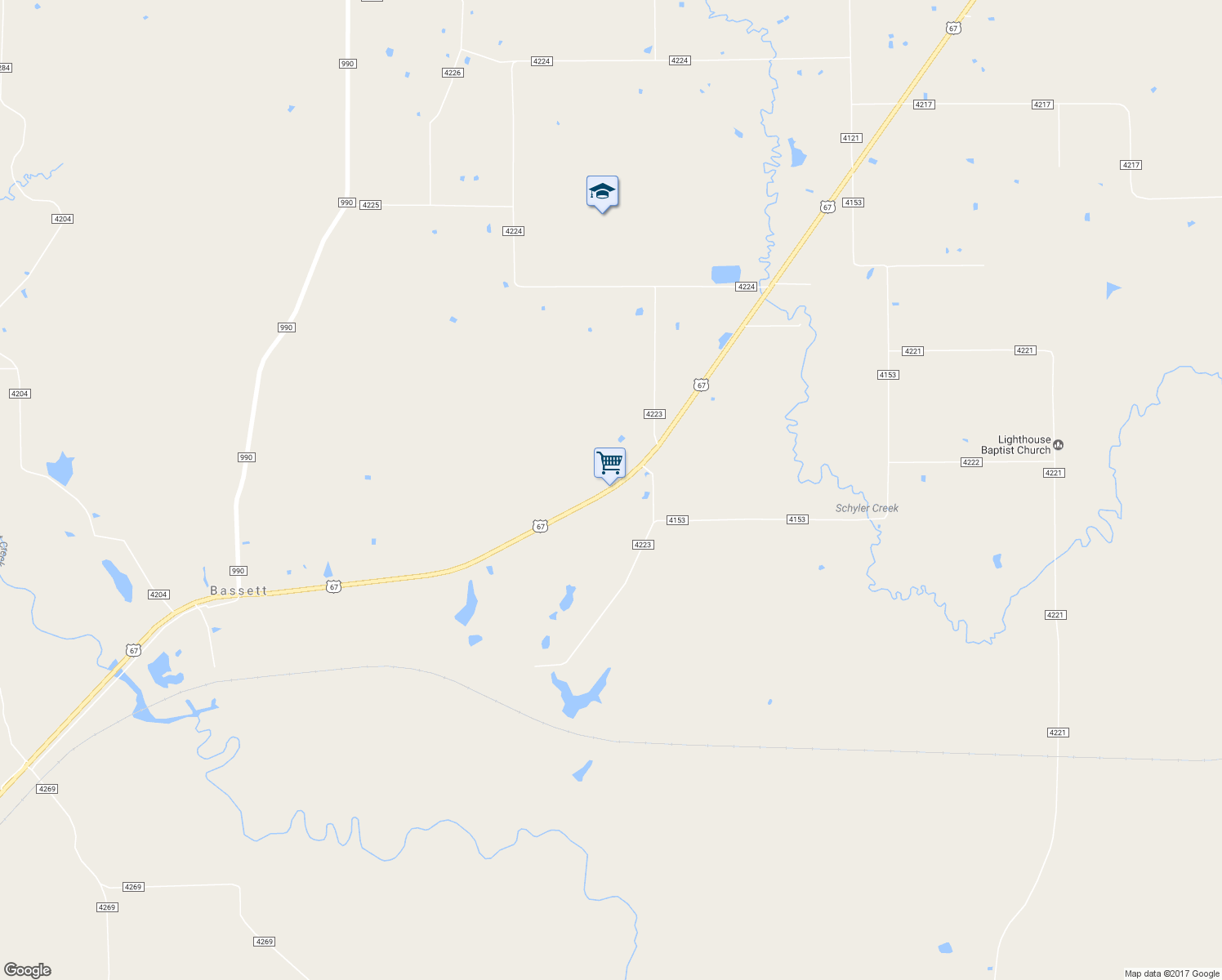 map of restaurants, bars, coffee shops, grocery stores, and more near U.S. 67 in Simms