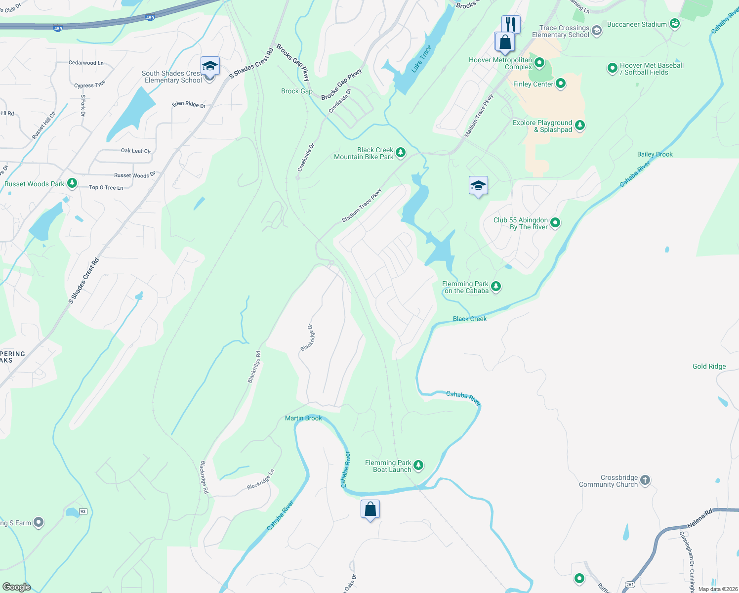 map of restaurants, bars, coffee shops, grocery stores, and more near Sydenton Drive in Helena