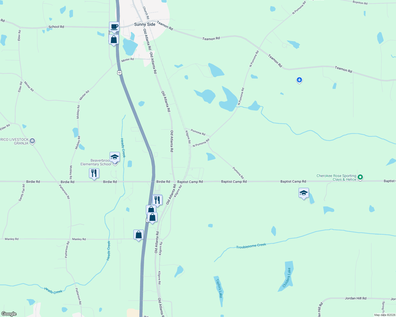 map of restaurants, bars, coffee shops, grocery stores, and more near 1534 Kilgore Road in Griffin