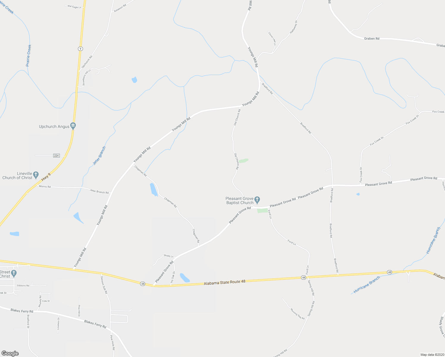 map of restaurants, bars, coffee shops, grocery stores, and more near 340 South Forty Drive in Lineville