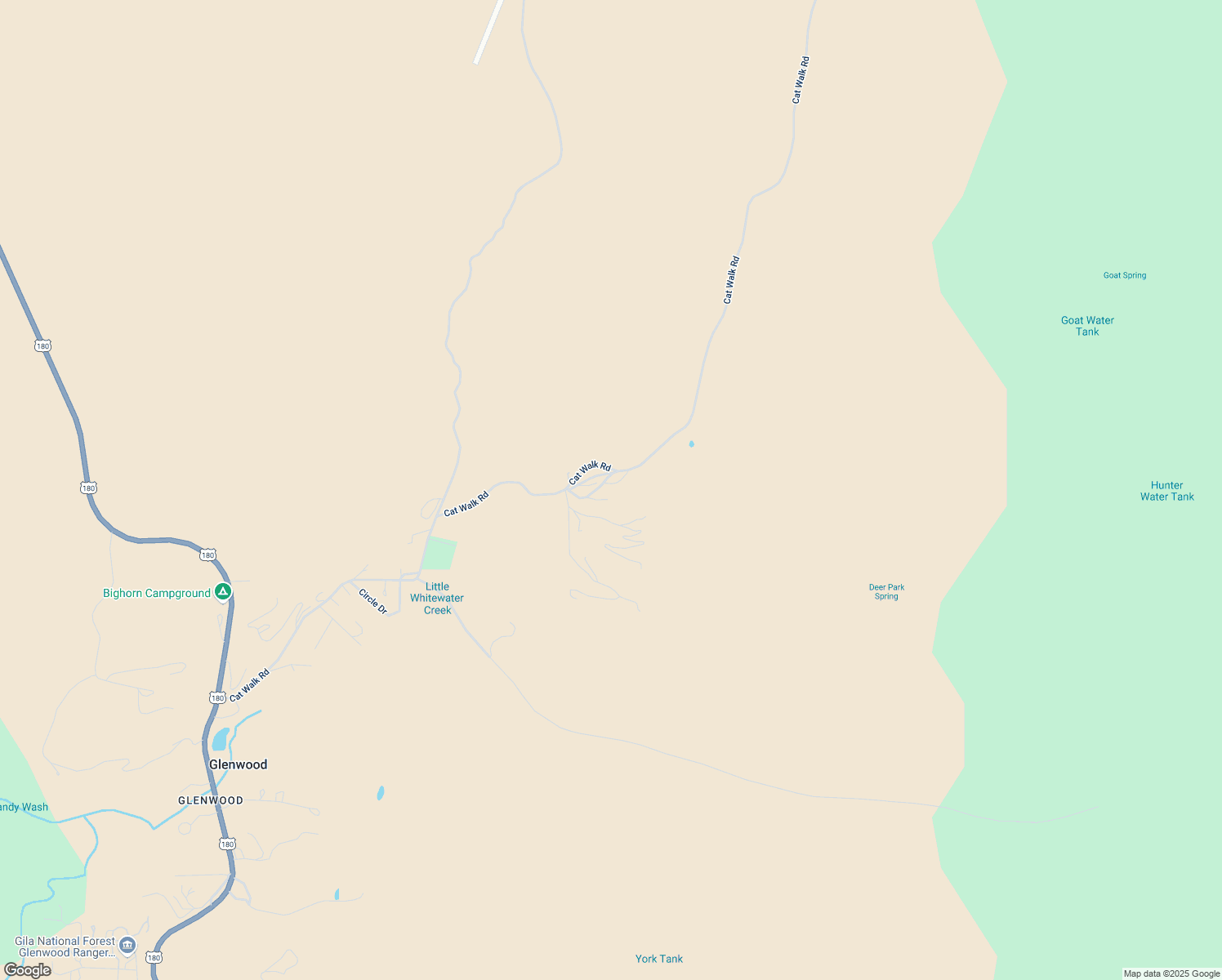 map of restaurants, bars, coffee shops, grocery stores, and more near 164 Cat Walk Road in Mogollon