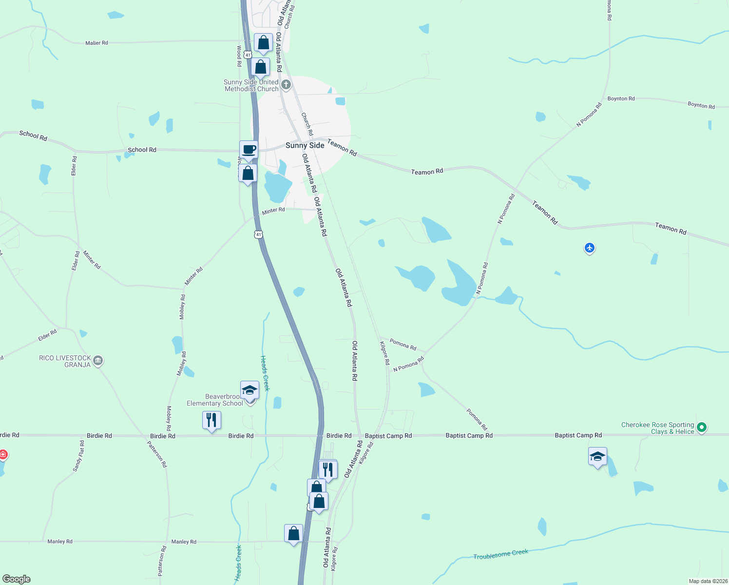 map of restaurants, bars, coffee shops, grocery stores, and more near 1952 Kilgore Road in Griffin