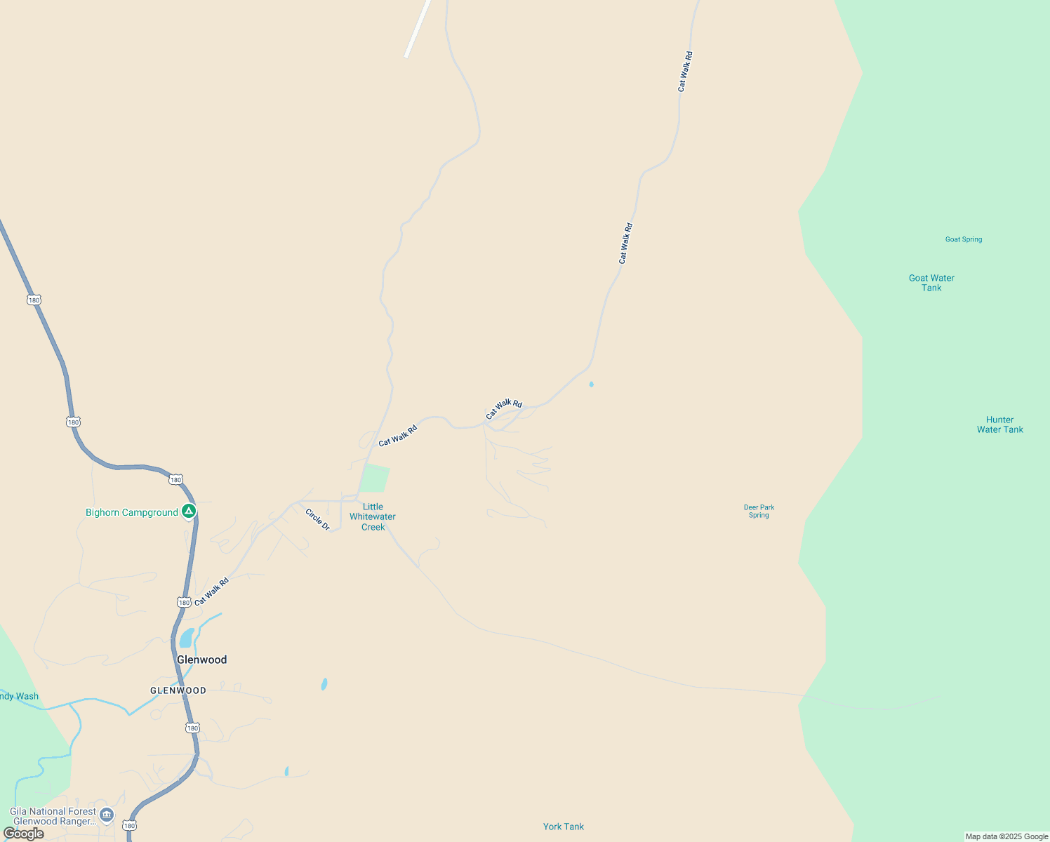 map of restaurants, bars, coffee shops, grocery stores, and more near 164 Cat Walk Road in Mogollon