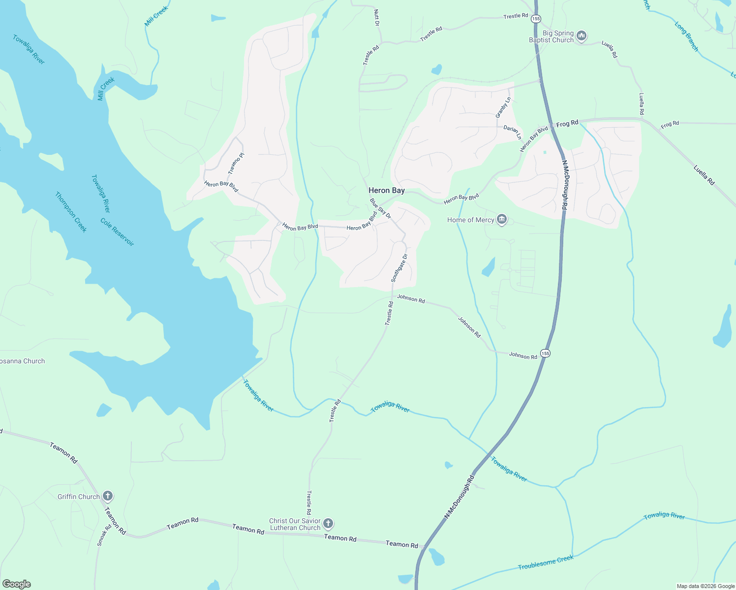 map of restaurants, bars, coffee shops, grocery stores, and more near 112 Johnson Road Extension in Locust Grove