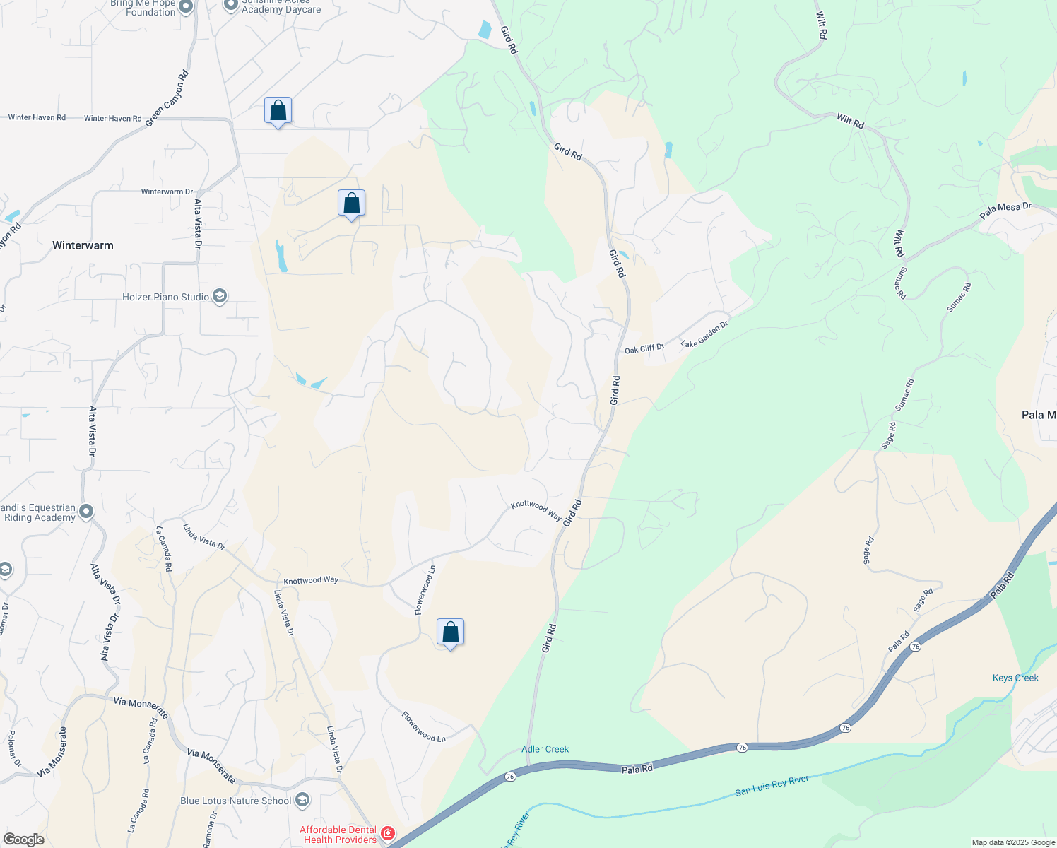 map of restaurants, bars, coffee shops, grocery stores, and more near 3064 Vía Loma in Fallbrook